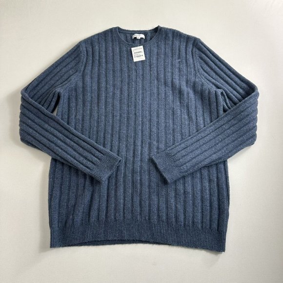 Calibrate Sweater Men Size XL Gray Pullover Ribbed Knit Wool Blend Crew Neck NWT - Picture 1 of 8
